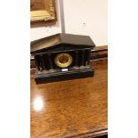 Large Heavy Victorian Slate Mantel Clock With Corinthian Collumns with pendulum .