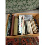 Box of various old books etc .