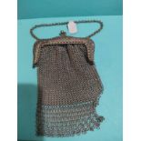 Small 1900s white metal chain mail purse .