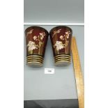 Pair of Fantastic Carlton Ware Rouge Royale Bird of Paradise Vases with original Labels And dec