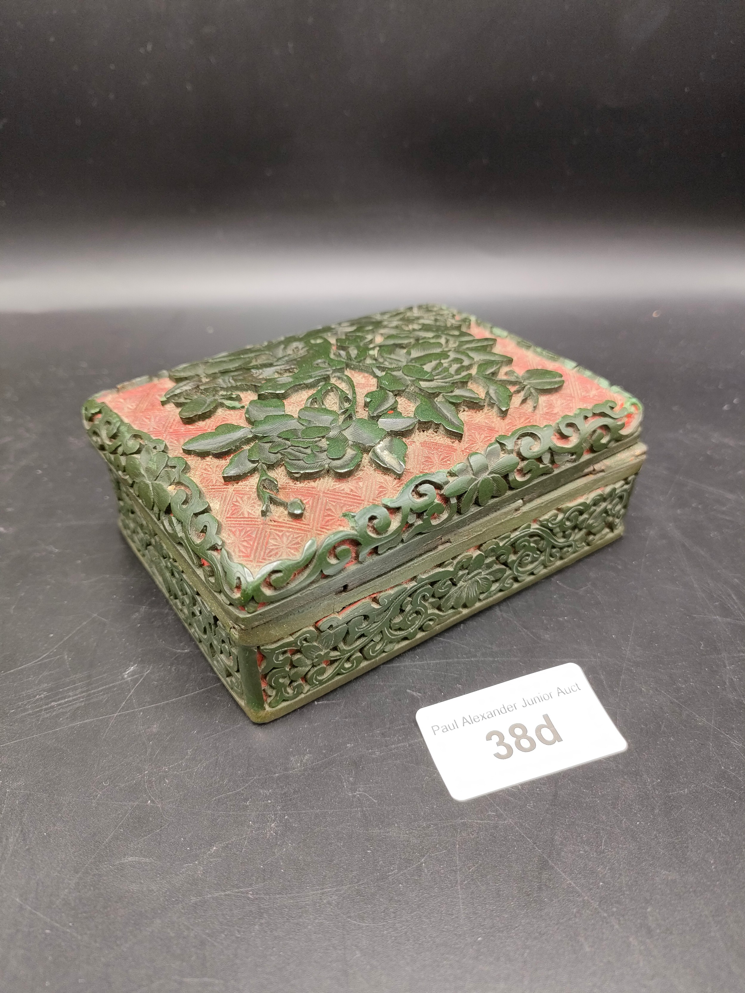 Oriental cinnabar decorative box .