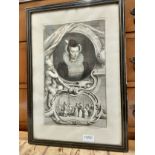 An 18th century engraving of Mary Queen of Scots, Published 1738, [Frame 50x35cm