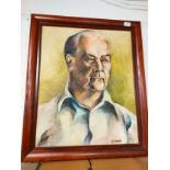 Large Polish oil painting of portrait of a man signed B Debska in framing