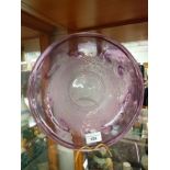 Large Monart Scottish glass bowl in purple and light purple adventurine.