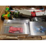 Lot of playworn vehicles to include boxed batman vehicles etc .