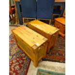 Pair of quality pine blanket boxes with brass handles..