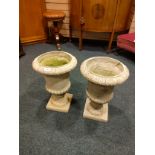 Pair of french antique plaster Garden urn planters.