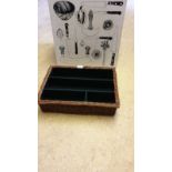 2 vintage Retro Kitchenalia items cutting board And Wicker Cutlery tray.