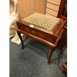 Edwardian beautiful piano stool with storage compartment.