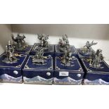 Shelf of Tudor mint Myths And Legends Cast Metal Figures boxed.