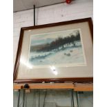 Large print depicting winters morning by Joseph Farquharson signed in pencil .