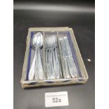 Lot of vintage German aluminum ornate design cutlery with original box .