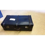 Good quality Wooden Bound Trunk in Blue With original Suit Holder Straps.