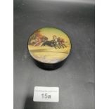 19th century Russian pill box depicting horse s pulling sledge threw snow.