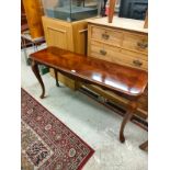 20th century mahogany sofa table with carved design .