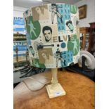 Vintage style table lamp with Elvis shade .