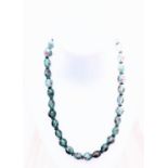 Super rare Vasart beaded necklace, blue/green and red. 19" (49cms) overall length.