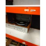 Mid century Pye turntable , tape deck centre with matching speakers .