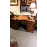 Large Victorian Writing Desk With Sloped Writing Desk Top lifts up to Unveil Triple Drawer