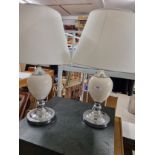 Pair of large modern contemporary table lamps .