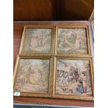 Set of 4 19th century embroidery s in gilt framing .