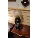 Victorian Hand Painted Oil Lamp With Lift Out Lamp Stunning piece .