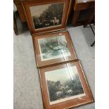 3 vintage hunting scene pictures .