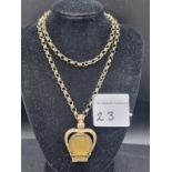 Quality 9ct gold belchar heavy chain with a 9ct gold fob with a queen victoria full sovereign .