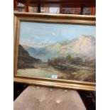 Large pictured titled The River Tay by Alfred de Breanski set in gilt frame..