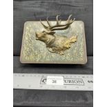 Stag head fronted unusual metal box .