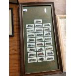 Set of wills train cigarette cards in fitted frame..