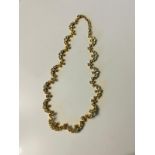 Elegant vintage diamonte statement necklace on gold tone setting in excellent condition.