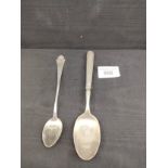 2 silver hall marked Danish spoons makers WV and ML . 60 grams .