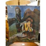 Large eastern scene oil painting on canvas signed Peter .