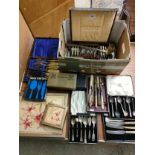 Lot of boxed silver plated cutlery etc .