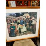 Victorian farmers market scene picture .