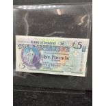 Bank of ireland five pound note dated 20th April 2008.