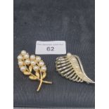 2 vintage pearl set brooches by Marboux and Napier.