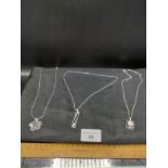3 silver necklaces with pendant s.