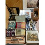 Lot of boxed silver plated cutlery to include novelty tea spoons etc.