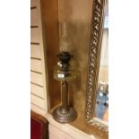 Victorian oil lamp with glass oil reserve Brass Corinthian Collumn Stand And Glass funnel with brass