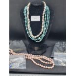 lot of 3 honora beaded necklaces with earrings etc .