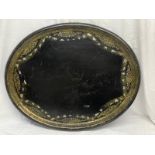 Large antique mother of pearl paper mache tray.