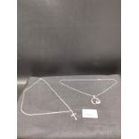 2 silver necklaces with pendant s.