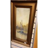 Early 1900s Large Venetian Watercolour Basilica De Santa Maria Della Salute in Gilded Frame