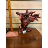 Large Oriental horse and rider figure approximately 10 inches in height .
