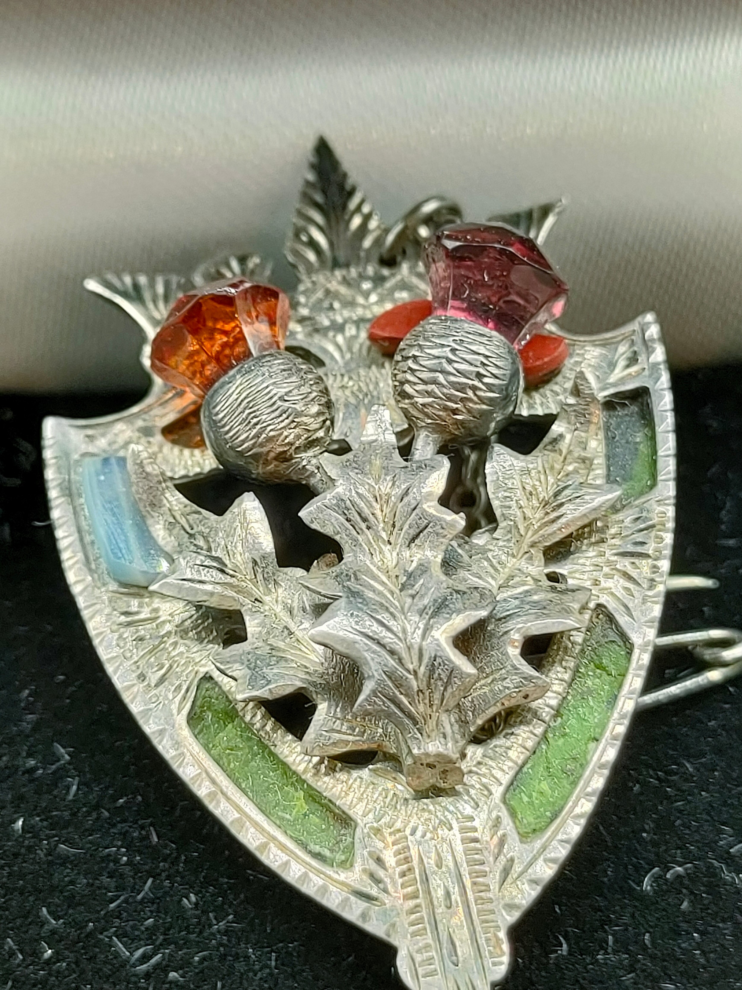 Silver hall marked Birmingham Scottish thistle themed brooch makers JC&S - Image 2 of 3