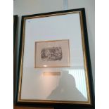 Large Early etching titled ' The Knife Grinder ' signed W Geckie.