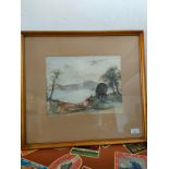 Original watercolour depicting countryside scene signed JK maxton