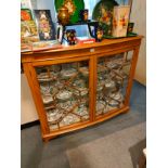 Early 1920/30 light wood china cabinet with key in beautiful condition.